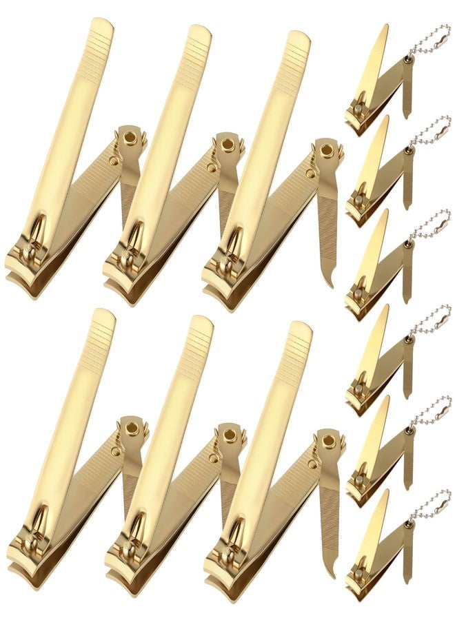 بيميمو مجموعة مقصات أظافر من الفولاذ المقاوم للصدأ من بيميمو، 12 قطعة، مقصات أظافر اليدين والقدمين، مجموعة أدوات قص الأظافر للرجال والنساء (ذهبي) - Image 1